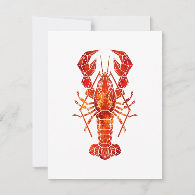 Red polygonal lobster RSVP karte (Vorderseite)