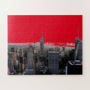 Red Pop Art New York City Manhattan Puzzle