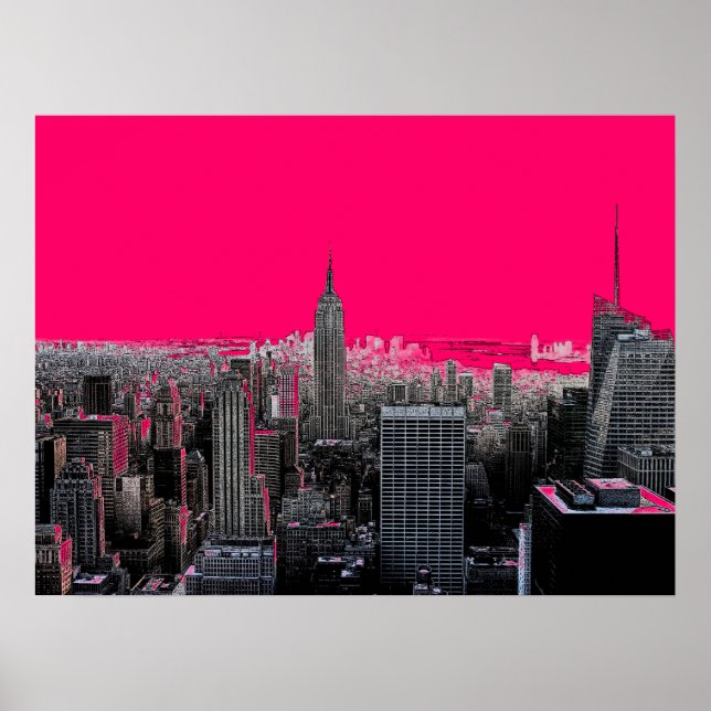 Red Pop Art New York City Poster Print (Vorne)
