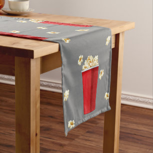 Red Popcorn Eckets Movie Snack Fernsehfilm Kurzer Tischläufer