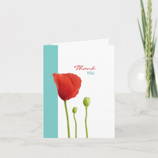 Red Poppe aquamarin Danke Notizkarte