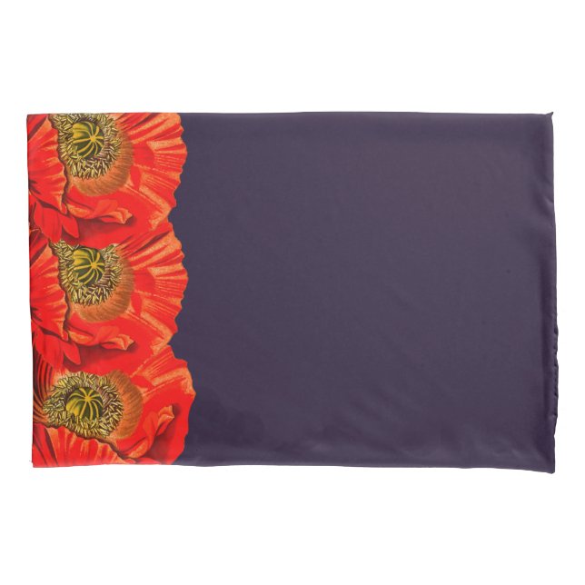 Red Poppe Blume Edge & Dark Navy Kissenbezug (Vorderseite)