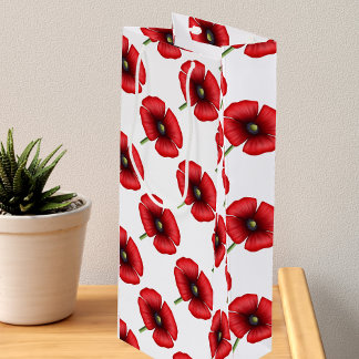 Red Poppe Blume Muster Tall Weinbeutel Geschenktüte Für Weinflaschen