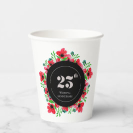 Red Poppies 25. Hochzeitstag Pappbecher