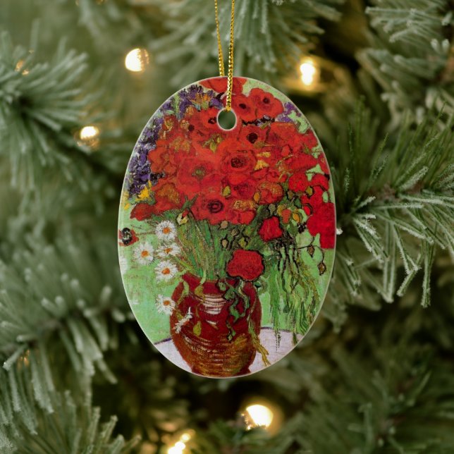 Red Poppies and Daisies von Vincent van Gogh Keramik Ornament (Baum)