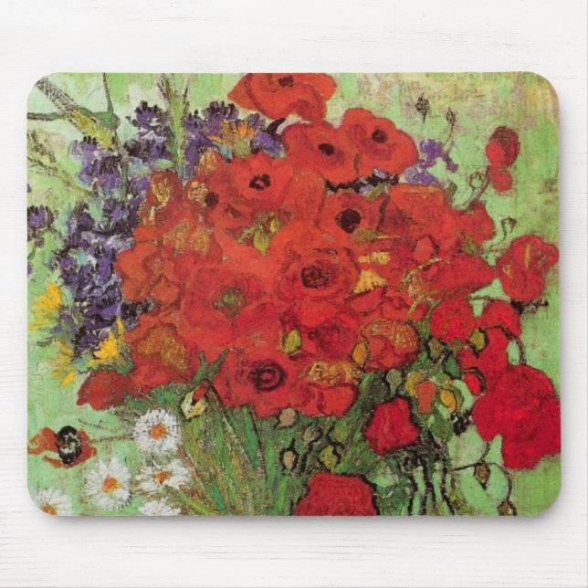 Red Poppies and Daisies von Vincent van Gogh Mousepad (Vorne)