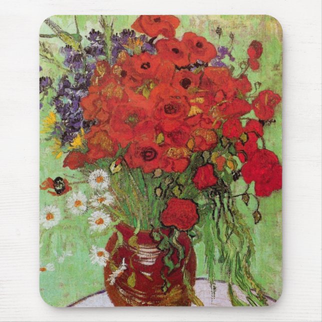 Red Poppies and Daisies von Vincent van Gogh Mousepad (Vorne)