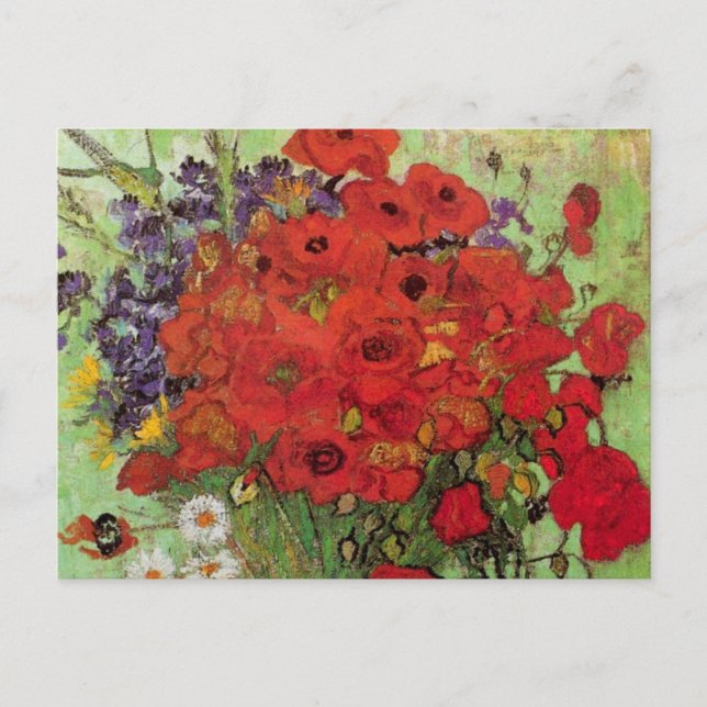 Red Poppies and Daisies von Vincent van Gogh Postkarte (Vorderseite)