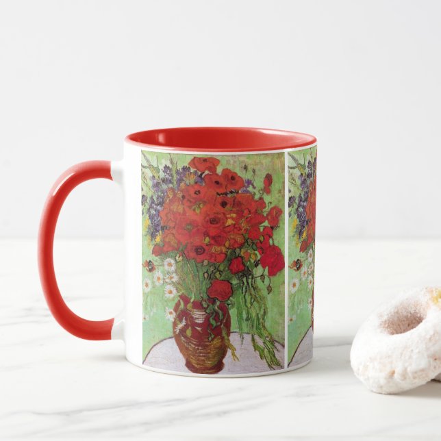 Red Poppies and Daisies von Vincent van Gogh Tasse (Mit Donut)