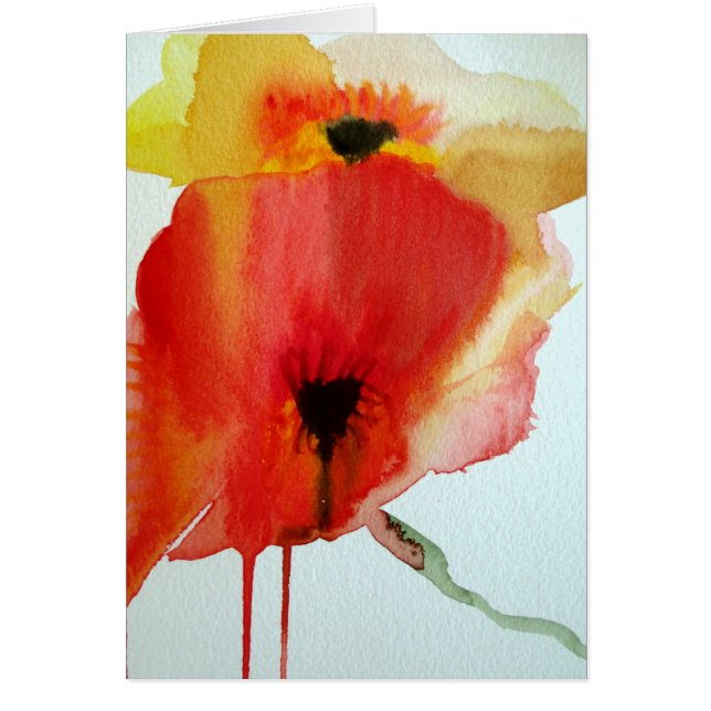 Red Poppies Aquarell Moderne Blumenkunst (Vorne)