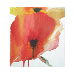 Red Poppies Aquarell Moderne Blumenkunst Notizblock