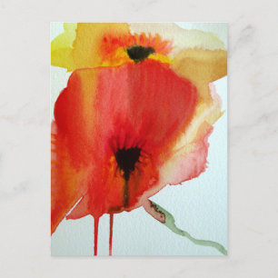 Red Poppies Aquarell Moderne Blumenkunst Postkarte