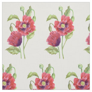 Red Poppies Aquarellfarben Illustrationsmuster Stoff
