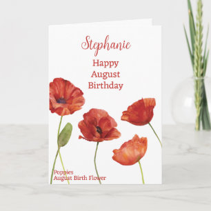 Red Poppies August Geburtstag Geburtstag Monat Blu Karte