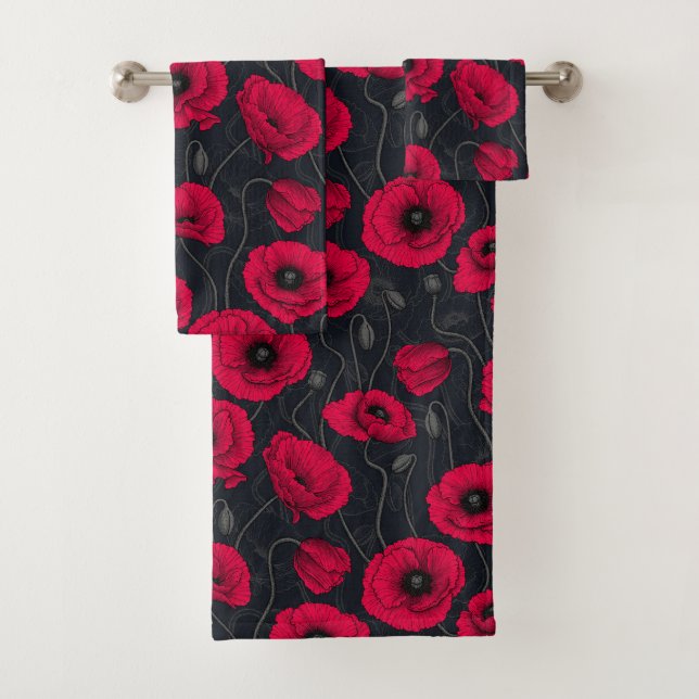 Red Poppies Badhandtuch Set (Insitu)