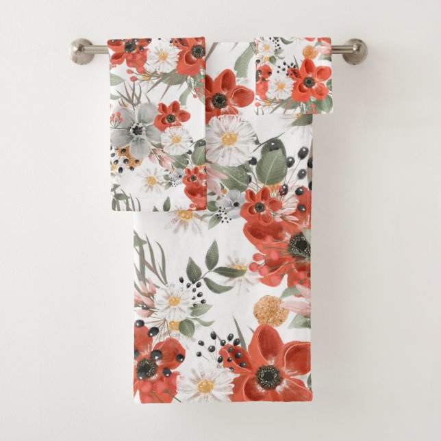 Red Poppies Badhandtuch Set (Insitu)