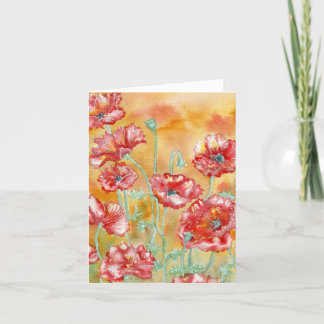 "Red Poppies" Blank Notecard Dankeskarte