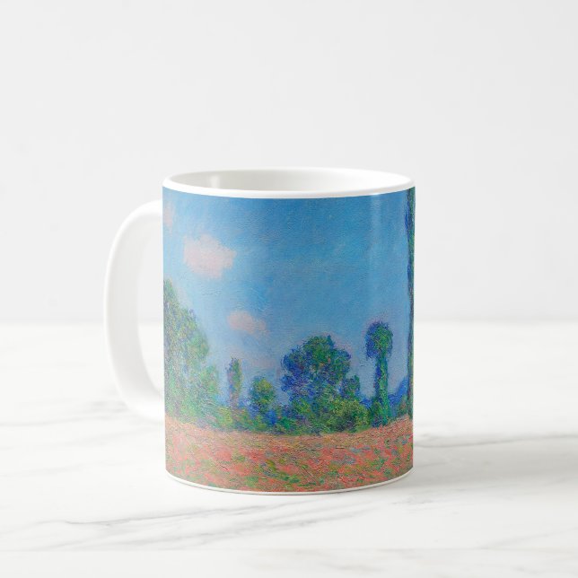 Red Poppies Blue Sky by Monet - Mohnfeld Kaffeetasse (Vorderseite Links)