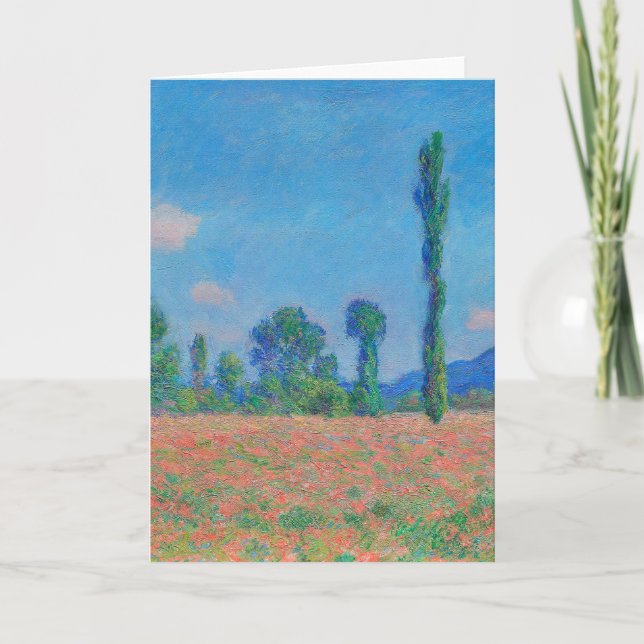 Red Poppies Blue Sky by Monet - Mohnfeld Karte (Vorderseite)