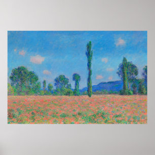 Red Poppies Blue Sky by Monet - Mohnfeld Poster