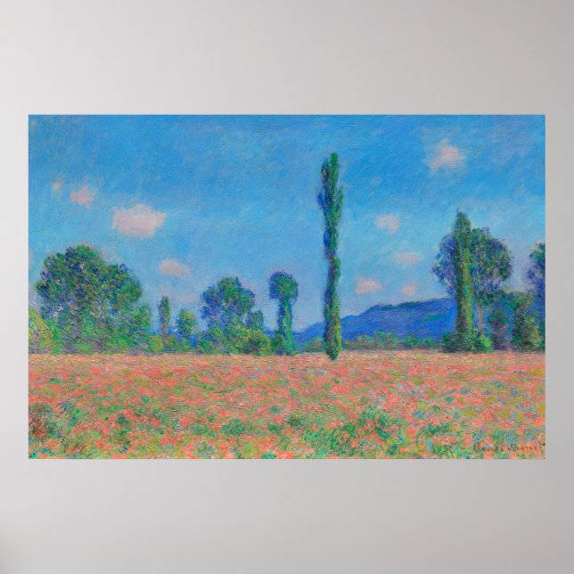 Red Poppies Blue Sky by Monet - Mohnfeld Poster (Vorne)
