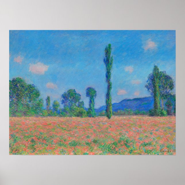 Red Poppies Blue Sky by Monet - Mohnfeld Poster (Vorne)