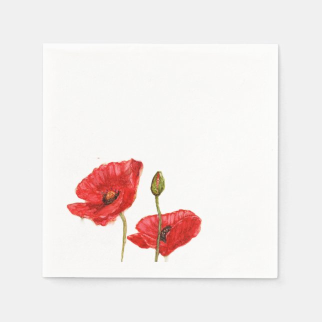 Red Poppies Bud Serviette (Vorderseite)