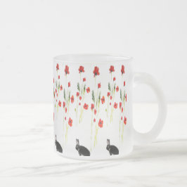 Red Poppies Bunny Rabbit Floral Mattglastasse