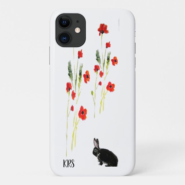 Red Poppies Bunny Rabbit Personalisiert Case-Mate iPhone Hülle (Rückseite)