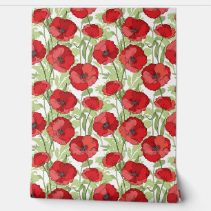 Red Poppies Custom Floral Tapete
