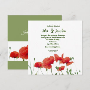 Red Poppies Custom Wedding Einladung