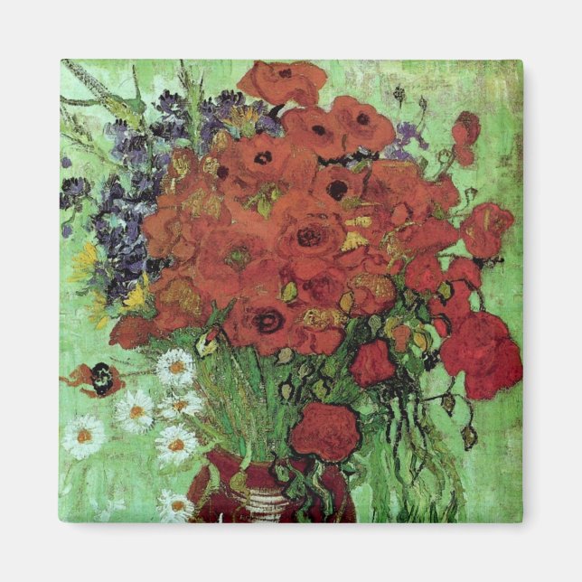 Red Poppies & Daisies (F280)Van Gogh Fine Art Magnet (Vorne)