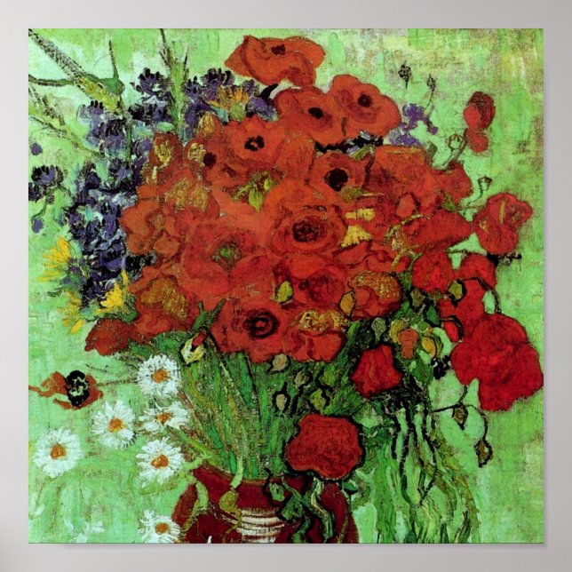 Red Poppies & Daisies (F280) Van Gogh Fine Art Poster (Vorne)