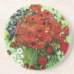 Red Poppies & Daisies Van Gogh Getränkeuntersetzer