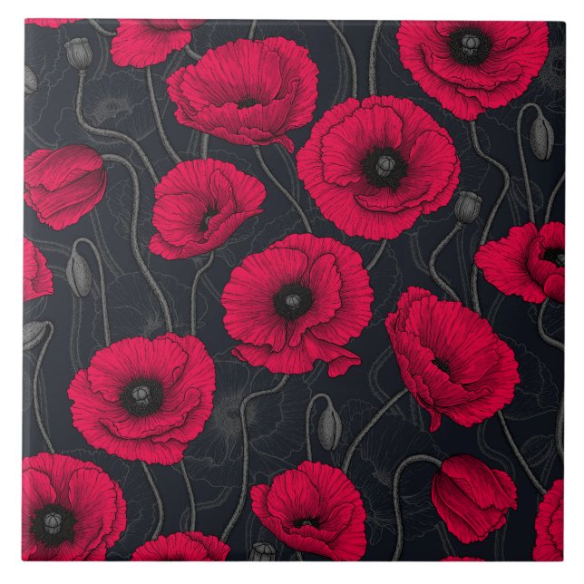 Red Poppies Fliese (Vorderseite)
