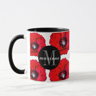 Red Poppies Fügen Sie Ihren Namen und Ihren Anfang Tasse