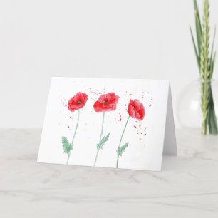 Red Poppies in Watercolors Dankeskarte