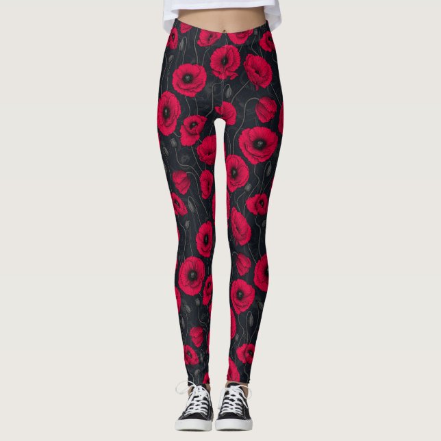 Red Poppies Leggings (Vorderseite)