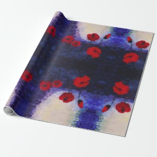 Red Poppies Lila Art Wrapping Paper Geschenkpapier