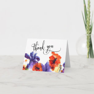 Red Poppies, Lila Iris Watercolor Danke