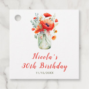 Red Poppies Mason Jar Birthday Geschenkanhänger
