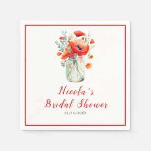 Red Poppies Mason Jar Brautparty Serviette