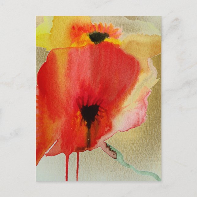 Red Poppies Moderne Blumenkunst Postkarte (Vorderseite)
