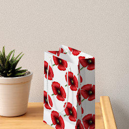 Red Poppies Muster Kleine florale Geschenktasche Geschenktüte