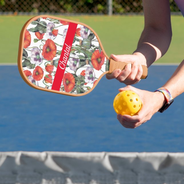 Red Poppies Muster Personalisiert Pickleball Schläger (InSitu)