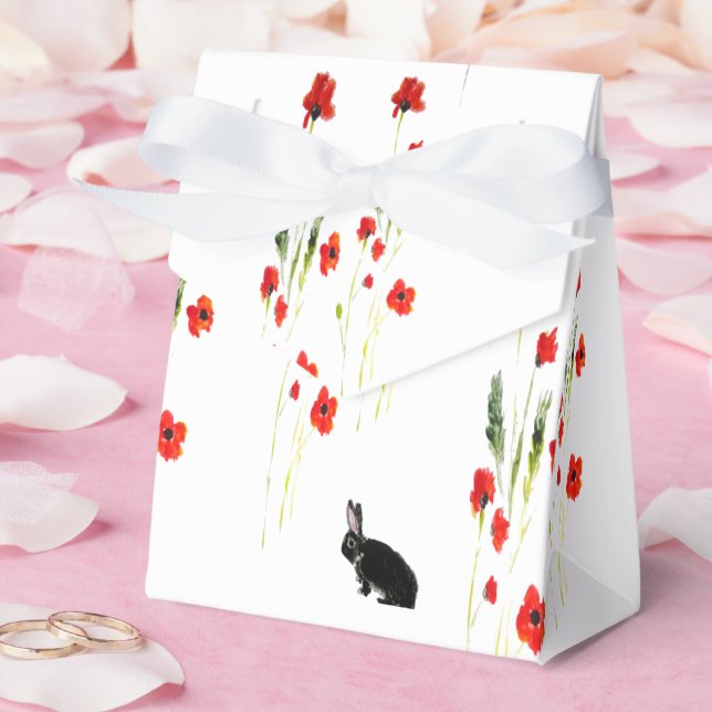 Red Poppies Niedlich Bunny Rabbit Geschenkschachtel (Hochzeit)