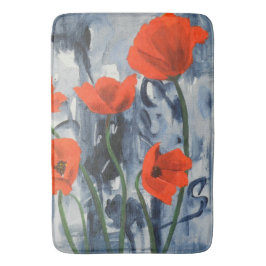 Red Poppies on Gray Badematte