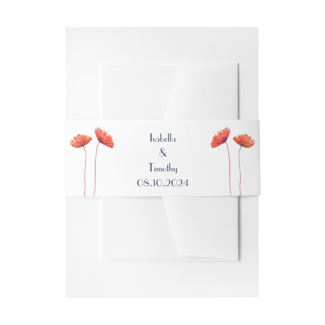 Red Poppies Poppy Blume Elegante Hochzeit Einladungsbanderole (Vorderseite Beispiel)