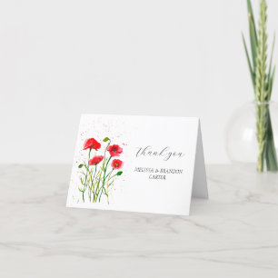 Red Poppies Poppy Blume Floral Wedding Vielen Dank Dankeskarte