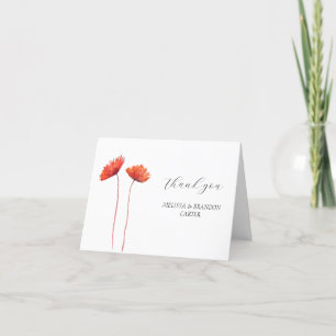 Red Poppies Poppy Blume Floral Wedding Vielen Dank Dankeskarte
